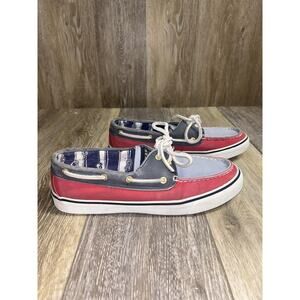 Sperry Womens Size 8 Canvas Boat Shoes Red White Blue Lace Up Water Shoe 9266412